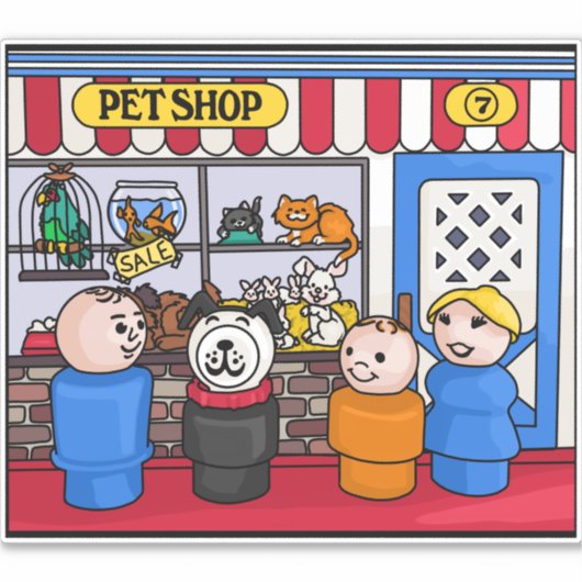 Fisher Prijs Kleine Mensen Pet Shop Jongen Sticker (Voorkant)