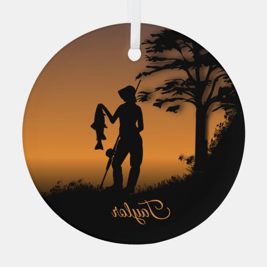 Fisher Woman at Dusk Personal Glas Ornament (Achterkant)