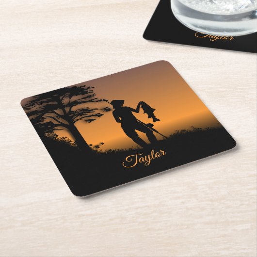 Fisher Woman at Dusk Personal Kartonnen Onderzetters (Schuin)