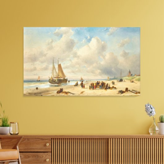  Fisherfolk On The Beach Canvas Afdruk (Insitu (Woonkamer))