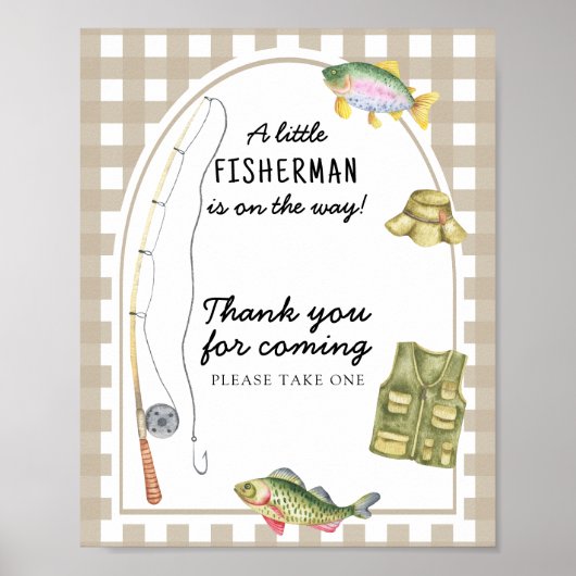 Fisherman baby shower - Bedankt voor uw komst Poster (Voorkant)