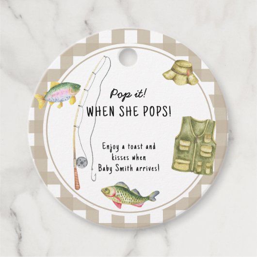 Fisherman Baby shower - Pop het! Als ze poppen Bedankjes Labels (Voorkant)