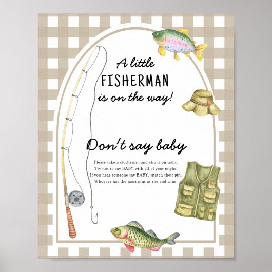 Fisherman Baby shower - Zeg geen baby Poster (Voorkant)