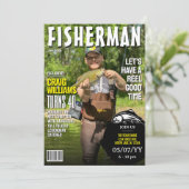 Fisherman Birthday Invite, Gevist Magazine Kaart (Staand voorkant)