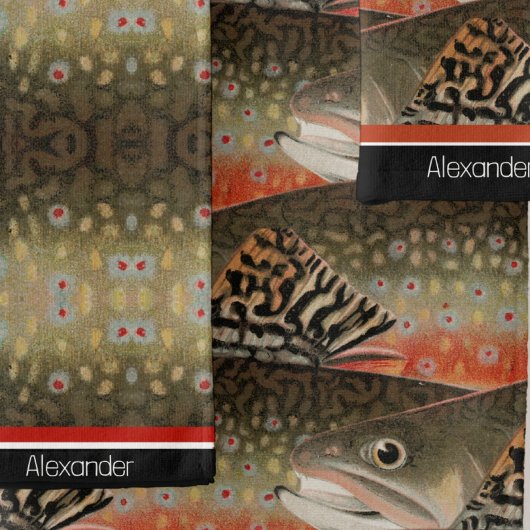 Fisherman Brook Forel Vis Ontwerp Zwart Wit Roest Bad Handdoek