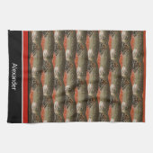 Fisherman Brook Forel Vis Ontwerp Zwart Wit Roest Theedoek (Horizontaal)