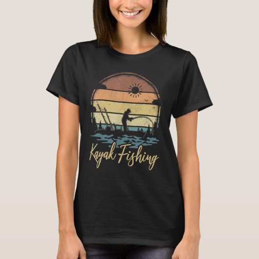 Fisherman Canoe Kayaking  Retro Kayak Fishi T-shirt (Voorkant)