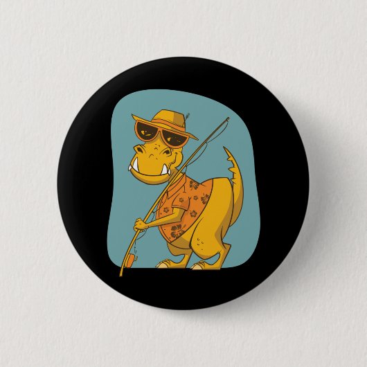 Fisherman Dinosaur Ronde Button 5,7 Cm (Voorkant)