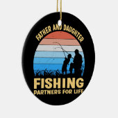 Fisherman Father en Daughter Vist partners Keramisch Ornament (Rechts)