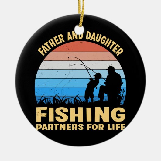 Fisherman Father en Daughter Vist partners Keramisch Ornament (Voorkant)