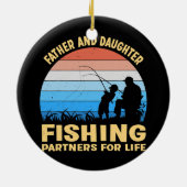 Fisherman Father en Daughter Vist partners Keramisch Ornament (Achterkant)
