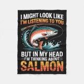 Fisherman Fish Angler Thinking About Salmon Fishin Fleece Deken (Voorkant)