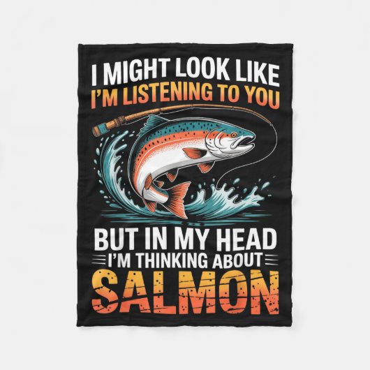 Fisherman Fish Angler Thinking About Salmon Fishin Fleece Deken (Voorkant)