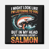 Fisherman Fish Angler Thinking About Salmon Fishin Magneet (Voorkant)