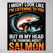 Fisherman Fish Angler Thinking About Salmon Fishin Poster (Voorkant)