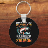 Fisherman Fish Angler Thinking About Salmon Fishin Sleutelhanger (Voorkant)