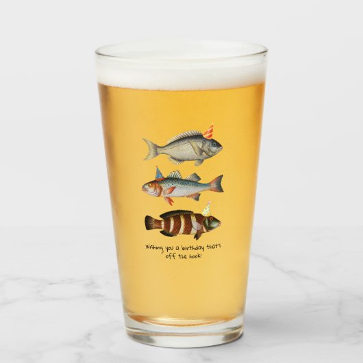 Fisherman Fish Pet Fun Verjaardag Glas (Voorkant gevuld)