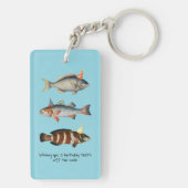 Fisherman Fish Pet Fun Verjaardag Sleutelhanger (achterkant)