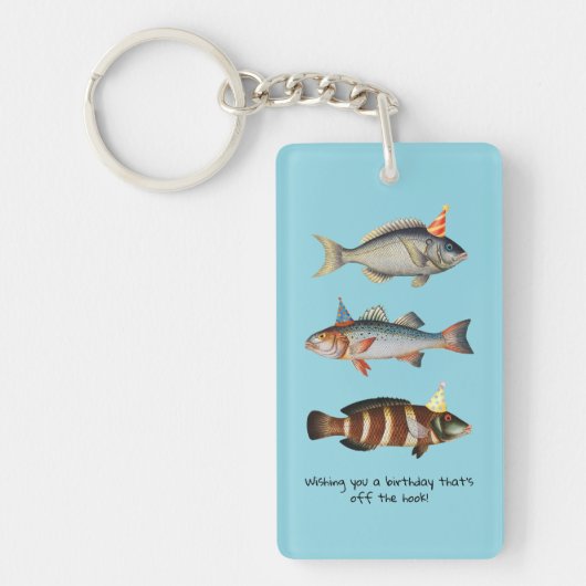Fisherman Fish Pet Fun Verjaardag Sleutelhanger (Voorkant)