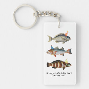 Fisherman Fish Pet Fun Verjaardag Sleutelhanger