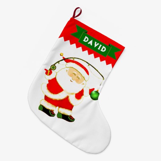 Fisherman Fishing Grote Kerstsok (Voorkant (Hangend))