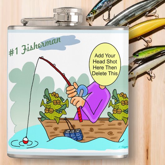 Fisherman Funny Cartoon Heupfles