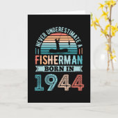 Fisherman, geboren in 1944, 80e Birthday Gift Kaart (Gele Bloem)