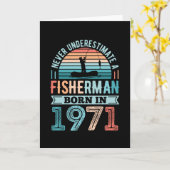 Fisherman, geboren in 1971, 50e Birthday Gift Kaart (Gele Bloem)