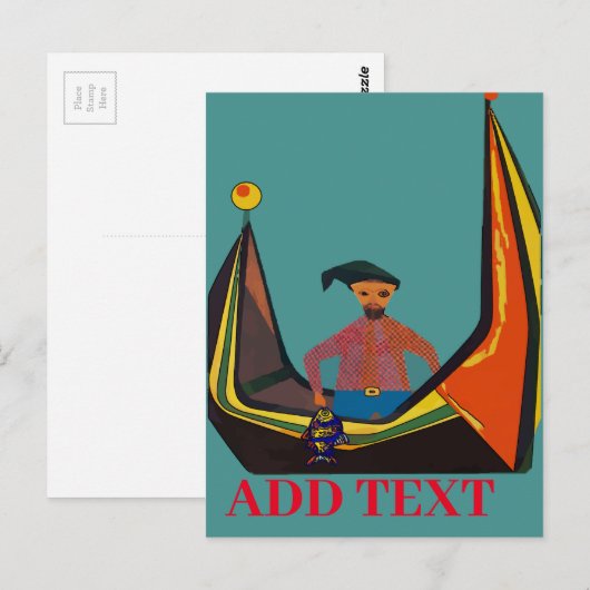 Fisherman, geef tekst Briefkaart uit (Voorkant / Achterkant)