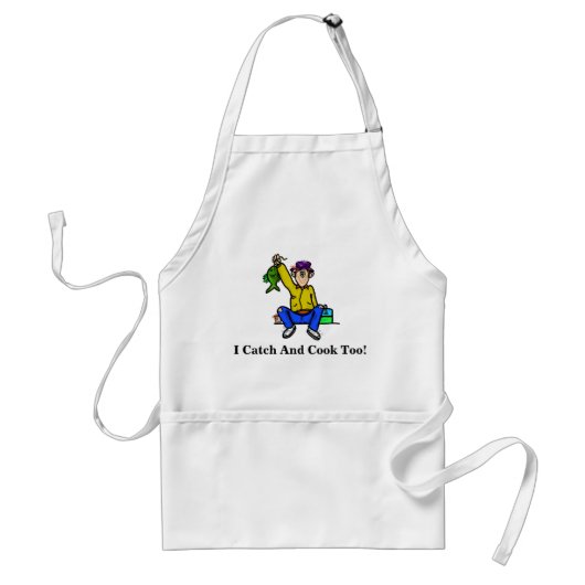 Fisherman "I Catch and Cook too" Chef Apron Standaard Schort (Voorkant)