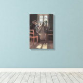 Fisherman Kræn Wollesen Mending the Net by Ancher Canvas Afdruk (Insitu (Houten vloer))