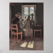 Fisherman Kræn Wollesen Mending the Net by Ancher Poster (Voorkant)