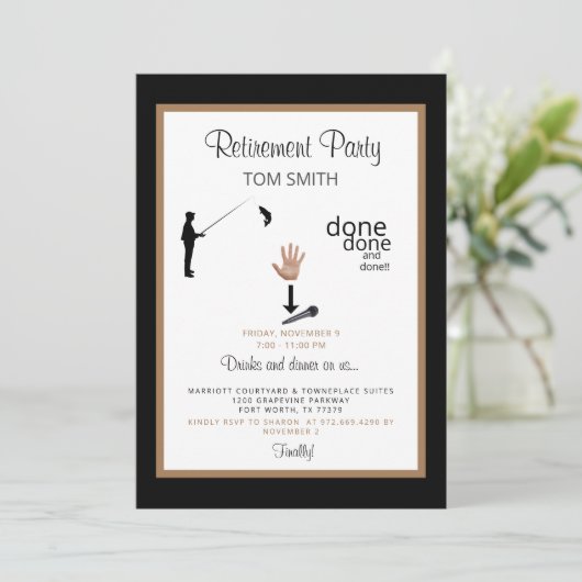Fisherman Mic Drop Retirement Party Invitation Kaart (Staand voorkant)