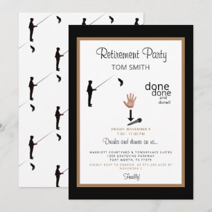 Fisherman Mic Drop Retirement Party Invitation Kaart