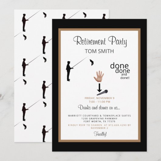 Fisherman Mic Drop Retirement Party Invitation Kaart (Voorkant / Achterkant)