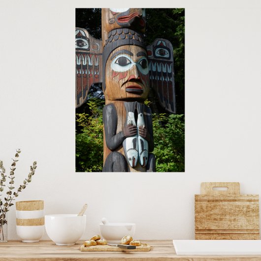 Fisherman on Totem Pole, Alaska Poster (Keuken)