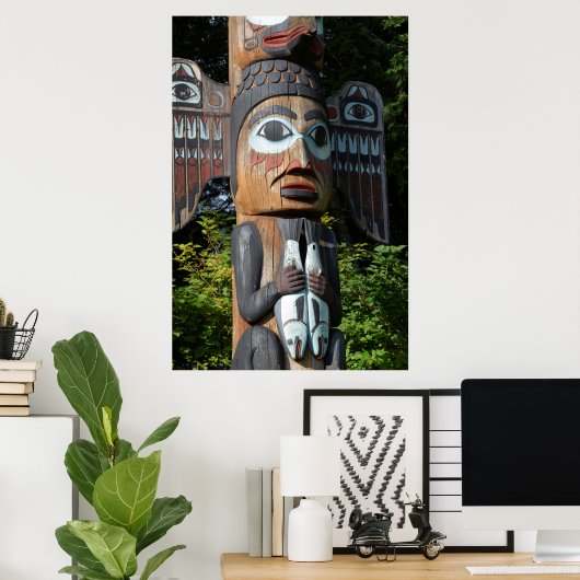 Fisherman on Totem Pole, Alaska Poster (Thuiskantoor)