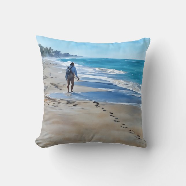 Fisherman on Turtle Beach Pillow Kussen (Voorkant)