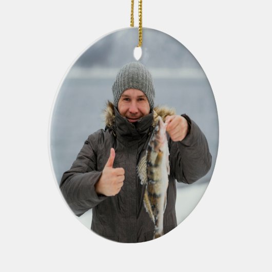Fisherman Photo In Loving Memory Memorial Keepsake Keramisch Ornament (Rechts)