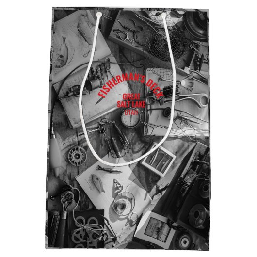 Fisherman’s Deck Black and White Gift Bag Medium Cadeauzakje (Achterkant)