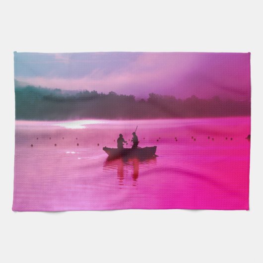 Fisherman Scene Red Theedoek (Horizontaal)