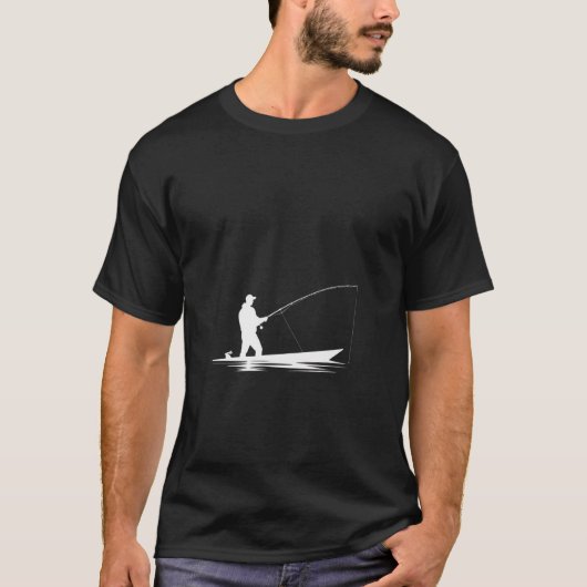 Fisherman Silhouette Boat Fishing T-Shirt (Voorkant)