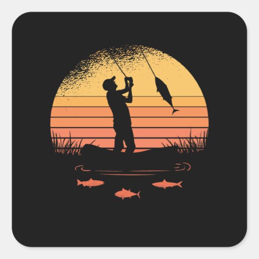 Fisherman sunset Best gift Vierkante Sticker (Voorkant)