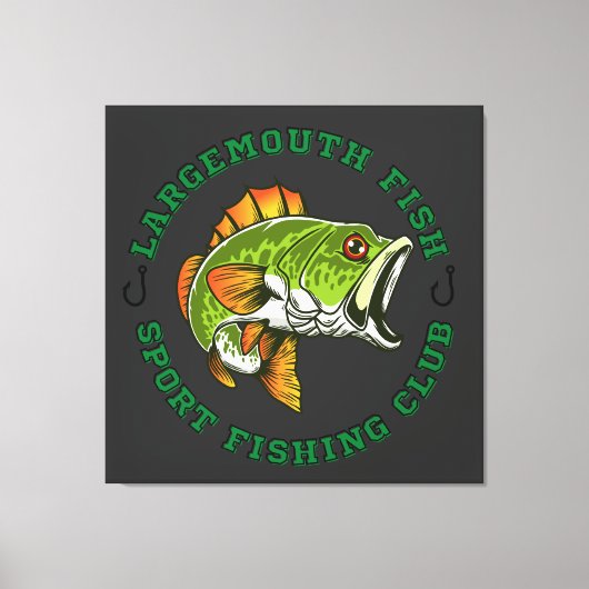 Fisherman Vist Grote Mouth Bass Canvas Afdruk (Voorkant)