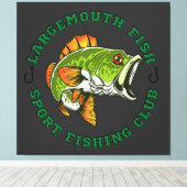 Fisherman Vist Grote Mouth Bass Canvas Afdruk (Insitu (Houten vloer))