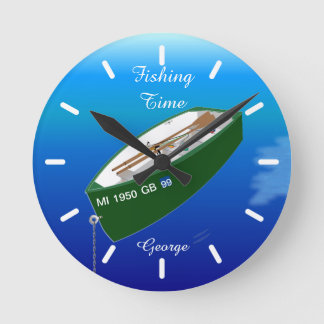 Fisherman Vist Row Boat Rod Aangepaste Muur Ronde Klok