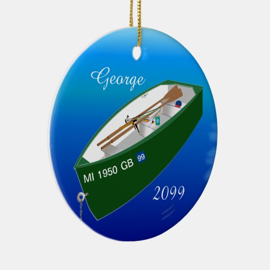 Fisherman Vist Row Boat Rod - Gepersonaliseerd Keramisch Ornament (Rechts)
