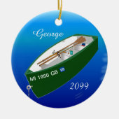 Fisherman Vist Row Boat Rod - Gepersonaliseerd Keramisch Ornament (Voorkant)