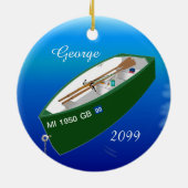 Fisherman Vist Row Boat Rod - Gepersonaliseerd Keramisch Ornament (Achterkant)