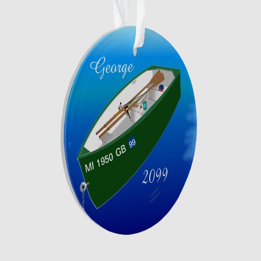 Fisherman Vist Row Boat Rod - Gepersonaliseerd Ornament (voorkant)